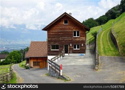 Farm house and two roads in Lichtenstein