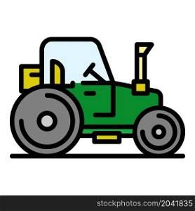 Farm tractor icon. Outline farm tractor vector icon color flat isolated. Farm tractor icon color outline vector