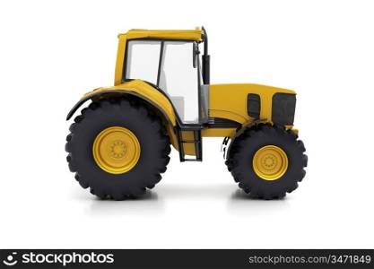 Farm tractor on a white background
