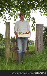 Farmer Carrying Box with Vegetable