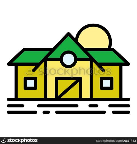 Farmer house icon. Outline farmer house vector icon color flat isolated. Farmer house icon color outline vector