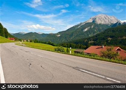 Farmhouse and Road in the Bavarian Alps, Germany