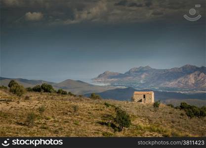Farmhouse in the hills overlooking the Desert des Agriates in the Balagne region of Corsica