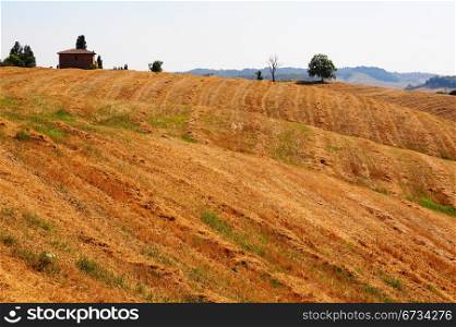 Farmhouse Surrounded By Sloping Meadows Of Tuscany