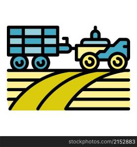 Farming tractor icon. Outline farming tractor vector icon color flat isolated. Farming tractor icon color outline vector