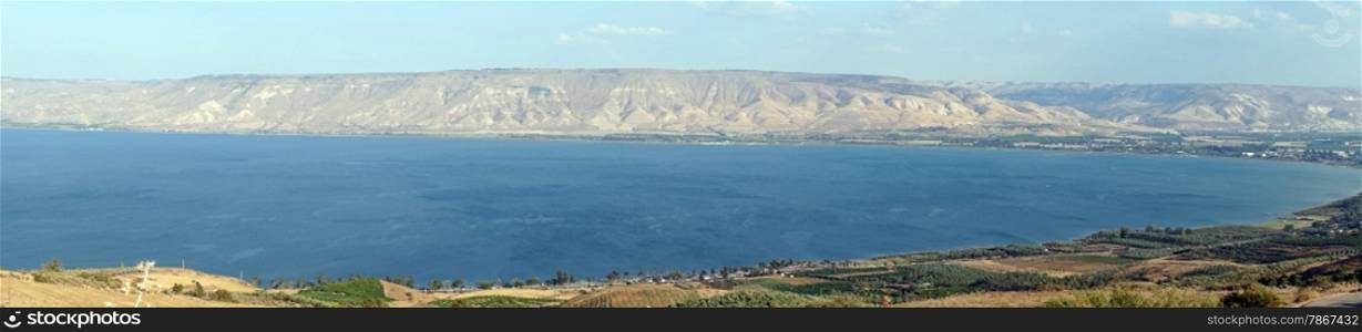 Farmland and Kinneret lake in Israel