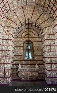 "FARO, PORTUGAL - JULY 25, 2018: " Igreja do Carmo " Famous bone chapel, Faro, Algarve. Portugal"