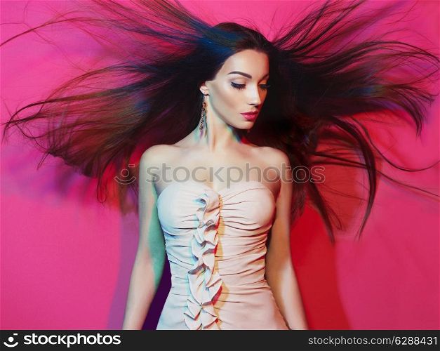 Fashion art studio photo of sexual beauty brunette