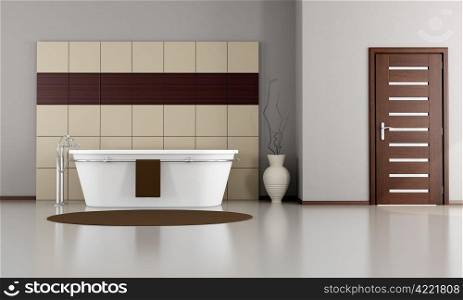 fashion bathtub in a minimal bathroom - rendering