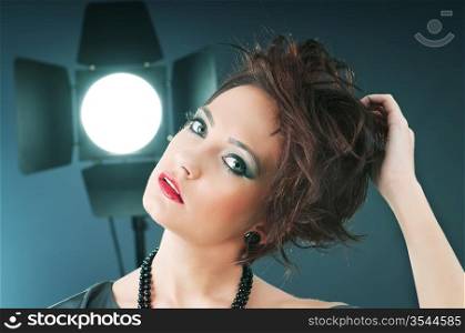 Fashion beauty concept with girl in studio