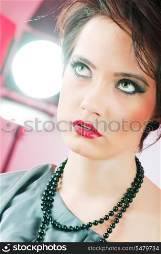 Fashion beauty concept with girl in studio