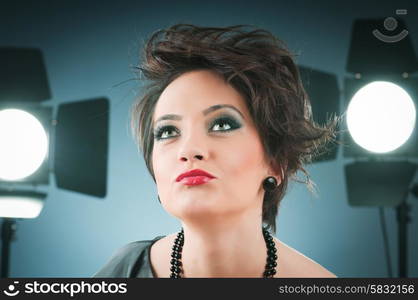 Fashion beauty concept with girl in studio