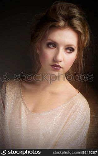 Fashion blurry portrait of young girl