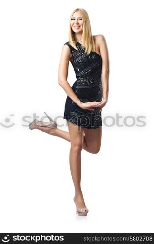 Fashion concept with attractive woman on white