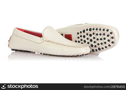 Fashion concept with male shoes on white