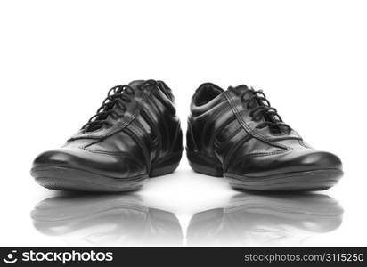 Fashion concept with male shoes on white