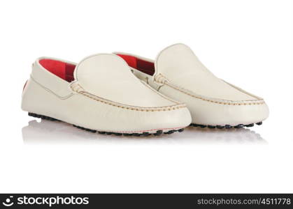 Fashion concept with male shoes on white