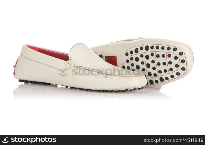Fashion concept with male shoes on white