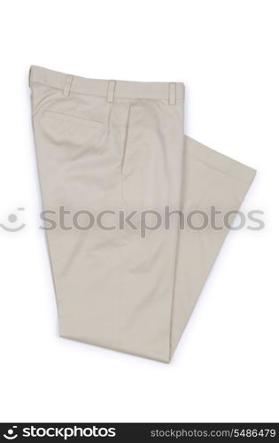 Fashion concept with trousers on white