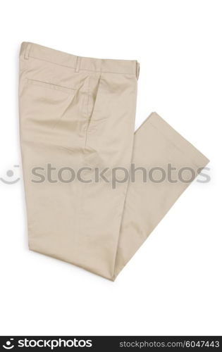 Fashion concept with trousers on white