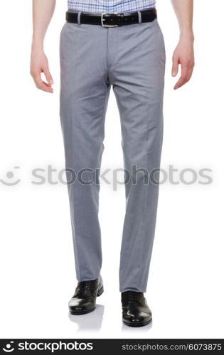 Fashion concept with trousers on white