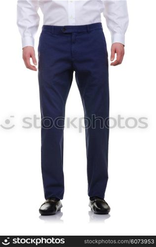 Fashion concept with trousers on white