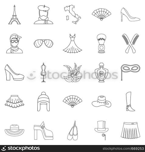 Fashion designer icons set. Outline set of 25 fashion designer vector icons for web isolated on white background. Fashion designer icons set, outline style