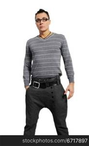 Fashion men pants, a shirt with the white background