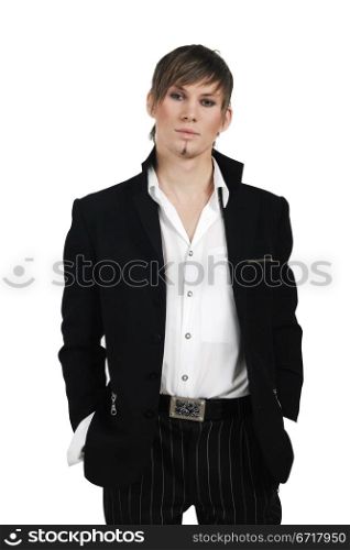Fashion men pants, a shirt with the white grey background