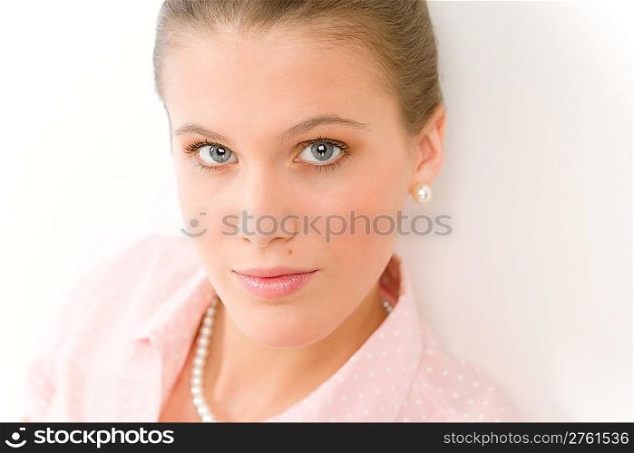 Fashion model - portrait of young romantic woman in designer clothes
