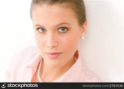Fashion model - portrait of young romantic woman in designer clothes