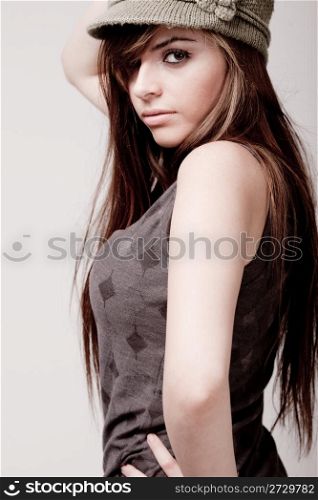 Fashion model posing with her sexy eyes indoor studio