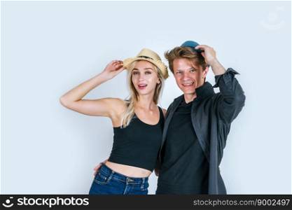 Fashion of couple funny together 