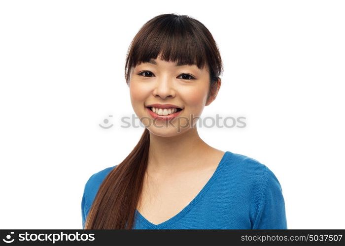 fashion, portrait and people concept - happy smiling young asian woman. happy smiling young asian woman