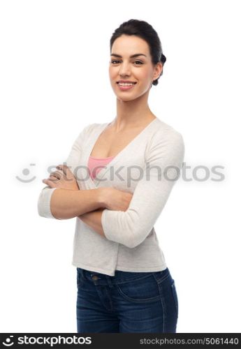 fashion, portrait and people concept - happy smiling young woman with braces. happy smiling young woman with braces