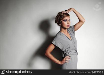 fashion portrait in studio isolated on white