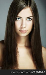 Fashion portrait of young beautiful woman. Close-up