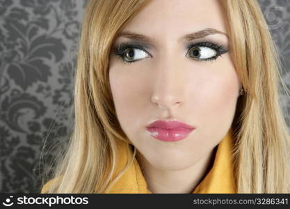 fashion retro blond woman portrait makeup detail wallpaper background