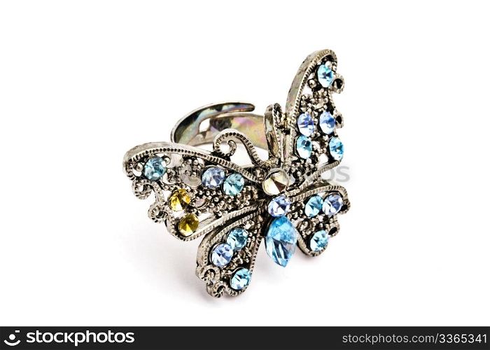 Fashion ring - Beautiful butterfly with colorful stones