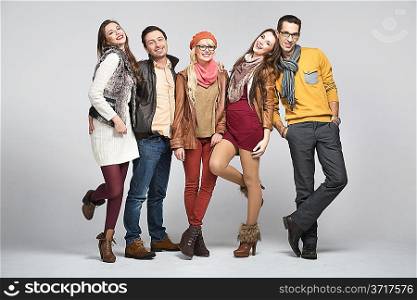 Fashion style picture of young group of friends