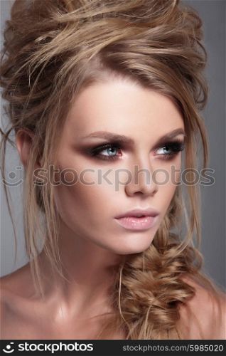 Fashionable portrait of a woman close-up. Beauty and fashion.