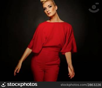 Fashionable woman in red