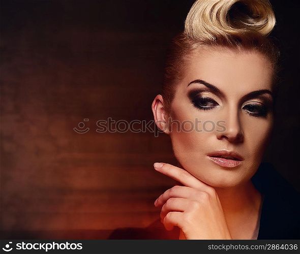 Fashionable woman with creative hairstyle