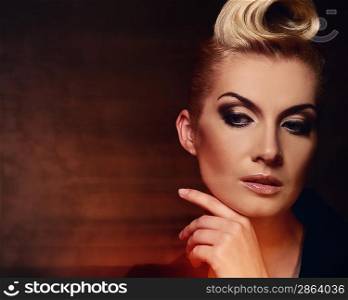 Fashionable woman with creative hairstyle