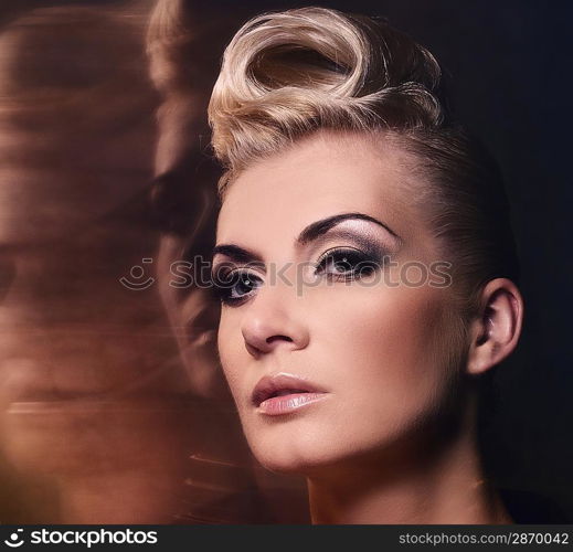 Fashionable woman with creative hairstyle