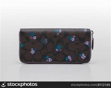 fashionable women&rsquo;s wallet on white background, studio shooting. bag on white background