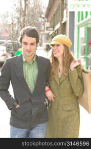 Fashionable Young Couple Out Shopping