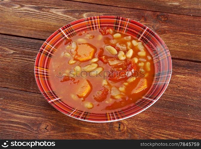 Fasolada - Greek and Cypriot soup of dry white beans, olive oil, and vegetables