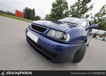 Fast car moving with motion blur