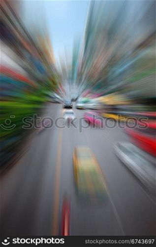 Fast cars moving on the city highway